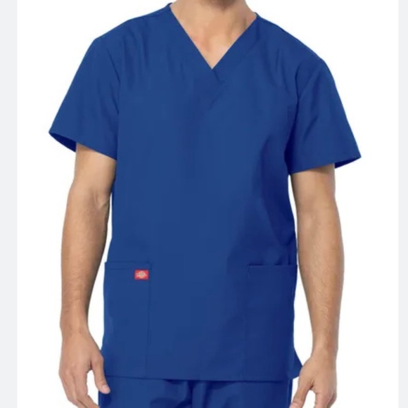 DICKIES unisex scrubs blue top Size Large - Picture 1 of 8